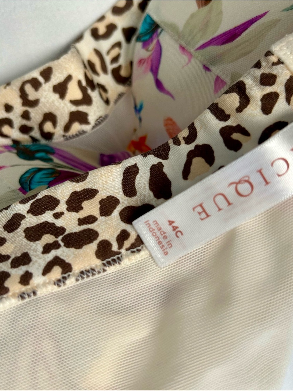 CACIQUE BALCONETTE BRA, SZ 44C, PLUS SIZE, TROPICAL FLORAL & LEOPARD PRINT - Picture 5 of 9